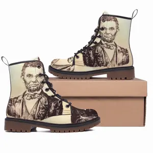 Men President Abraham Lincoln Leather Work Boots