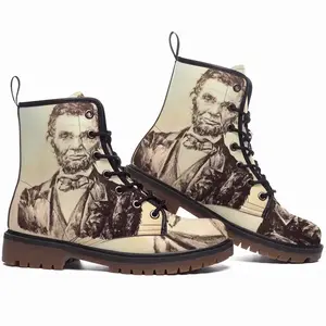 Men President Abraham Lincoln Leather Work Boots