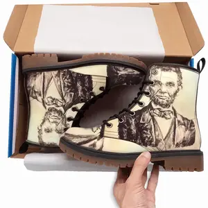 Men President Abraham Lincoln Leather Work Boots