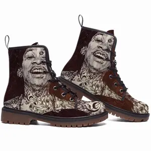 Men Wiz Khalifa Portrait Leather Work Boots