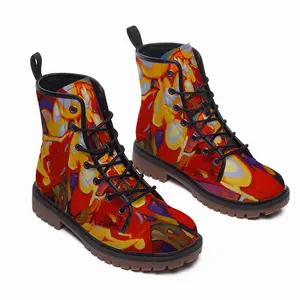 Men Tulips Leather Work Boots