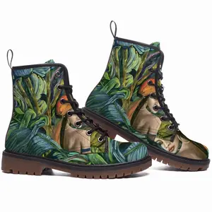 Men Tropical Lips Leather Work Boots