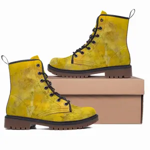 Men Yellow Leather Work Boots