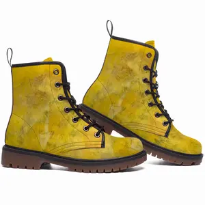 Men Yellow Leather Work Boots