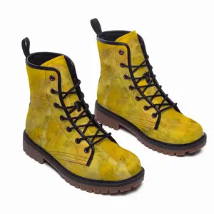 Men Yellow Leather Work Boots