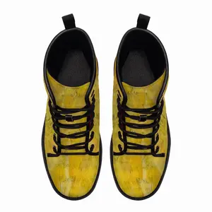 Men Yellow Leather Work Boots