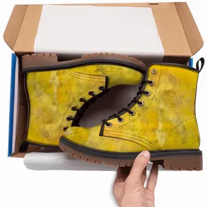 Men Yellow Leather Work Boots