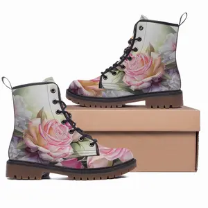 Men Melody Of Roses Leather Work Boots