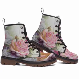 Men Melody Of Roses Leather Work Boots