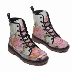 Men Melody Of Roses Leather Work Boots