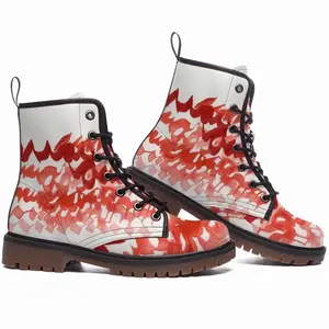 Men Calligraphic Landscape 001 Leather Work Boots