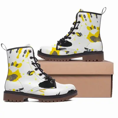 Men Yellow Leather Work Boots