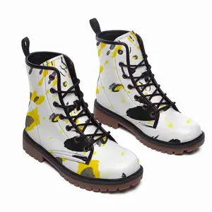 Men Yellow Leather Work Boots