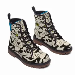 Men Albino - White Tiger Animals Interior Decor Gift Leather Work Boots