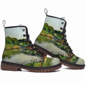 Men Shallow Pond Landscape Leather Work Boots