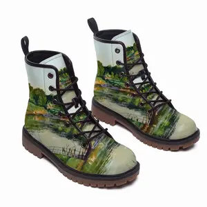 Men Shallow Pond Landscape Leather Work Boots