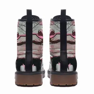 Men Pink Dogs Leather Work Boots