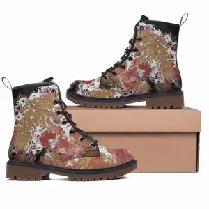 Men Hydrangea Gold Leather Work Boots