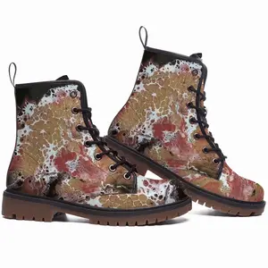 Men Hydrangea Gold Leather Work Boots