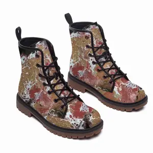 Men Hydrangea Gold Leather Work Boots