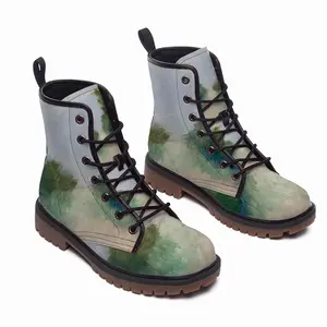 Men Countryside Impressionist Landscape Leather Work Boots