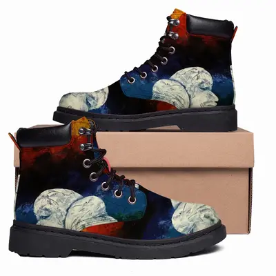 Men Two Heads And Spectral Landscape (Preliminary Stage) Mid Top Boots