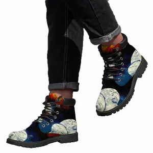 Men Two Heads And Spectral Landscape (Preliminary Stage) Mid Top Boots