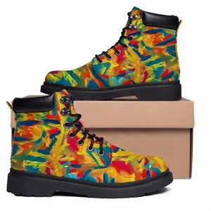 Men Burning Flame Mid Top Boots