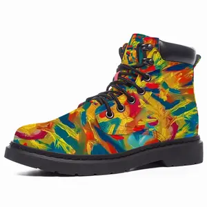 Men Burning Flame Mid Top Boots