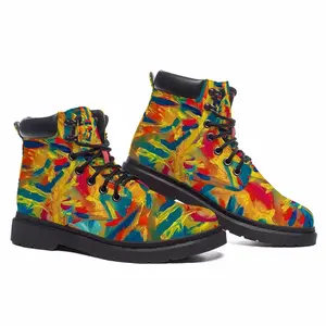 Men Burning Flame Mid Top Boots