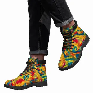 Men Burning Flame Mid Top Boots