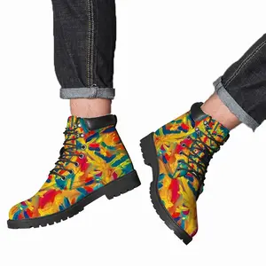 Men Burning Flame Mid Top Boots