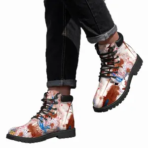 Men Walking In The Spring Rain Mid Top Boots