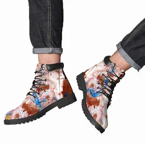 Men Walking In The Spring Rain Mid Top Boots