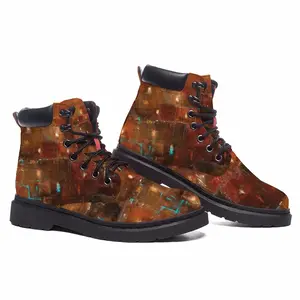 Men Red Gold Mid Top Boots