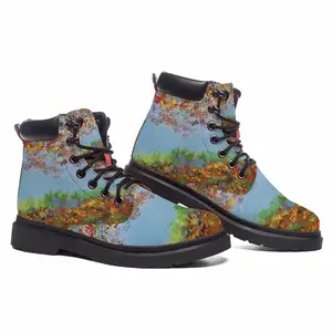 Men Two Autumn Trees Mid Top Boots