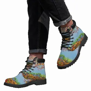 Men Two Autumn Trees Mid Top Boots