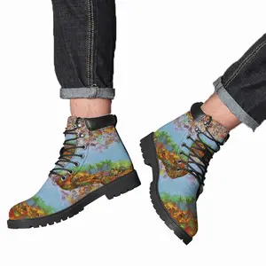 Men Two Autumn Trees Mid Top Boots