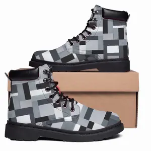 Men Black-Gray Mid Top Boots