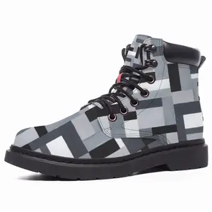 Men Black-Gray Mid Top Boots