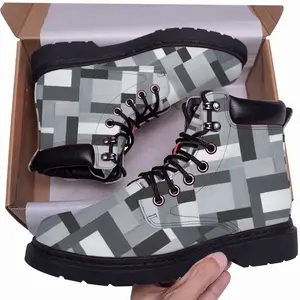 Men Black-Gray Mid Top Boots