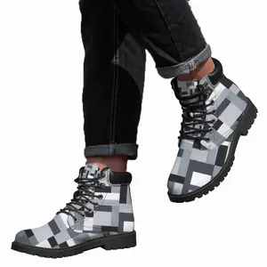 Men Black-Gray Mid Top Boots