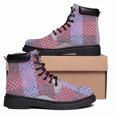 Men Purple-Blue-Orange Mid Top Boots