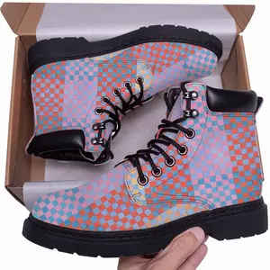 Men Purple-Blue-Orange Mid Top Boots