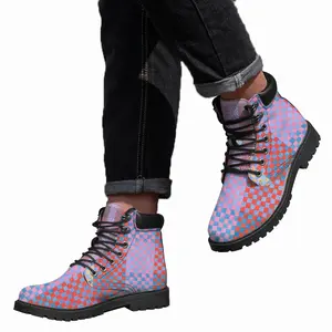 Men Purple-Blue-Orange Mid Top Boots