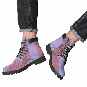 Men Purple-Blue-Orange Mid Top Boots