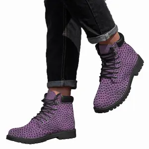 Men Holes Purple Mid Top Boots