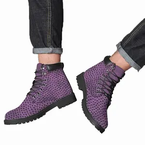 Men Holes Purple Mid Top Boots