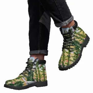 Men Roses Mid Top Boots