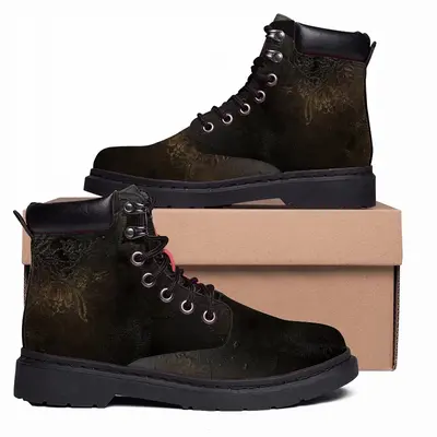 Men Black Rose Mid Top Boots